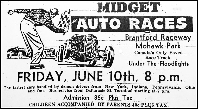 Midget Auto Races Brantford Raceway, Mohawk Park. Courtesy of Glen Tustin