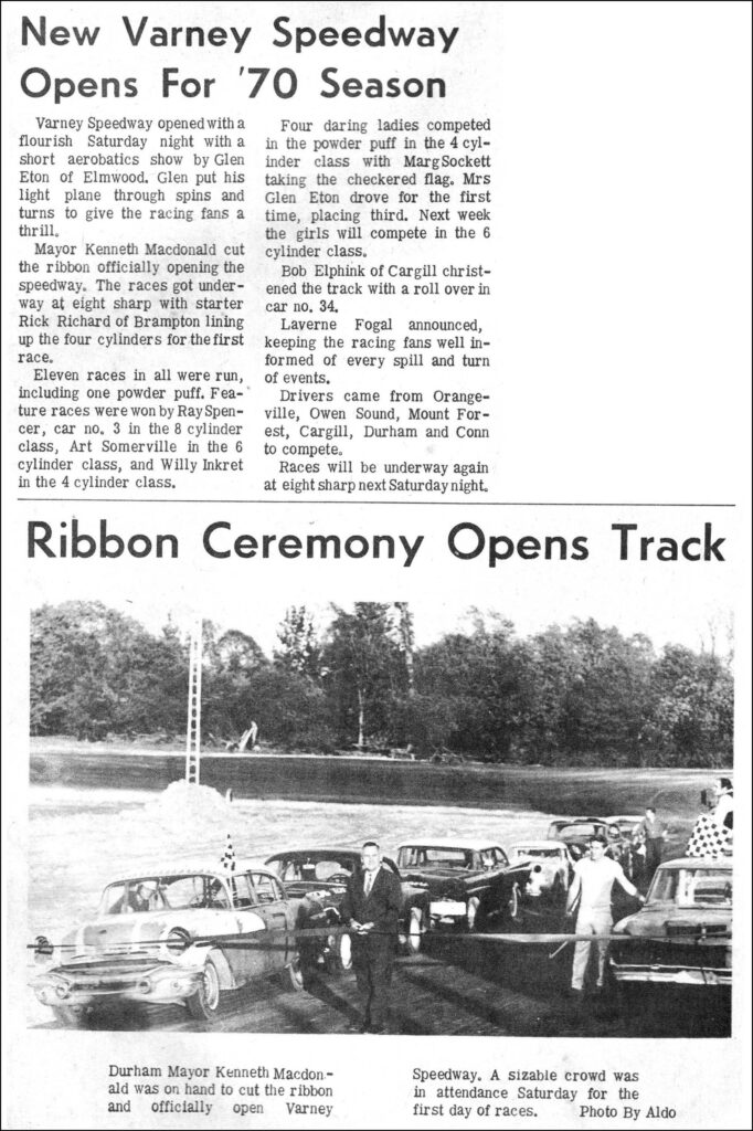 Grand Opening of Varney Speedway May 23rd, 1970